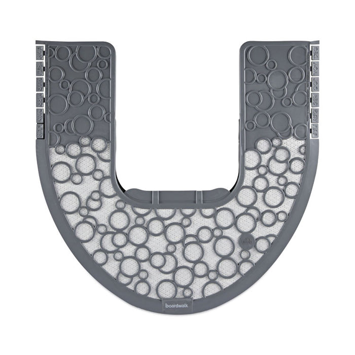 Commode Mat 2.0 Disposable Toilet Floor Mat, U-Shaped, Gray/White Non-Slip Surface, 22" x 22", 6/Carton