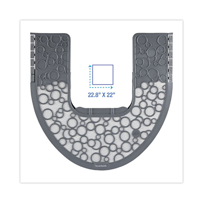 Commode Mat 2.0 Disposable Toilet Floor Mat, U-Shaped, Gray/White Non-Slip Surface, 22" x 22", 6/Carton