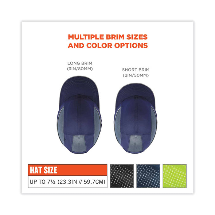 Skullerz 8960 Bump Cap with LED Lighting, Short Front Brim, XXX-Small to Large (Up to 7.5), 0.01" Insert, Lime Green