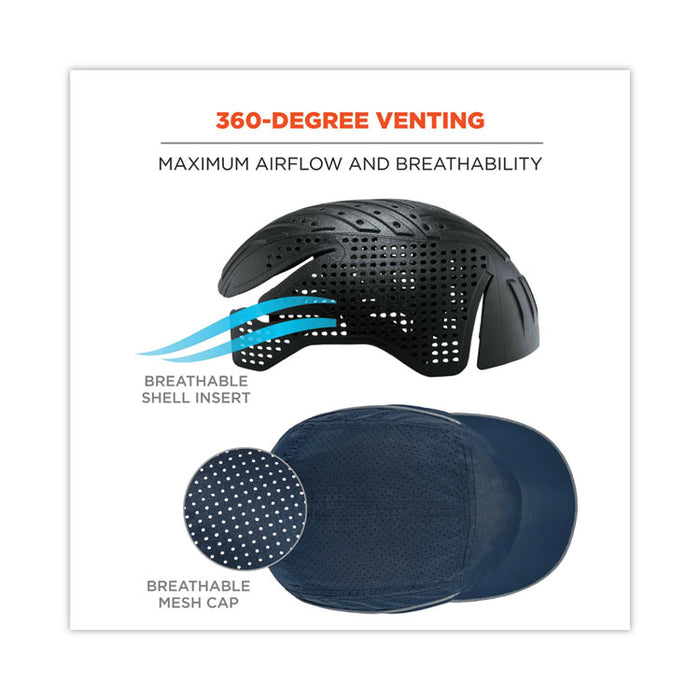 Skullerz 8965 Lightweight Bump Cap Hat with LED Lighting, Short Front Brim, One Size Fits Most, 0.01" Insert, Navy