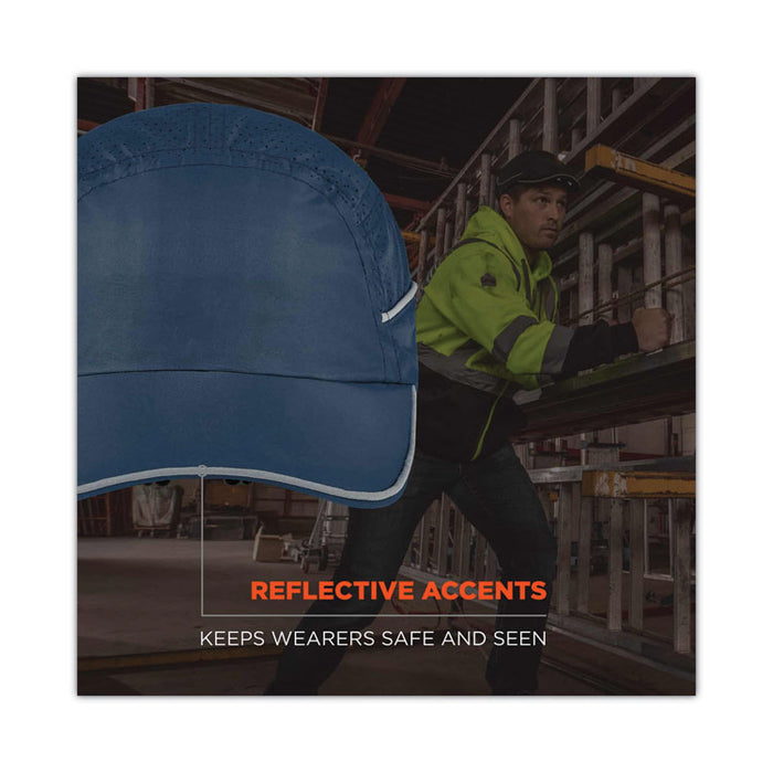 Skullerz 8965 Lightweight Bump Cap Hat with LED Lighting, Long Front Brim, One Size Fits Most, 0.01" Insert, Navy