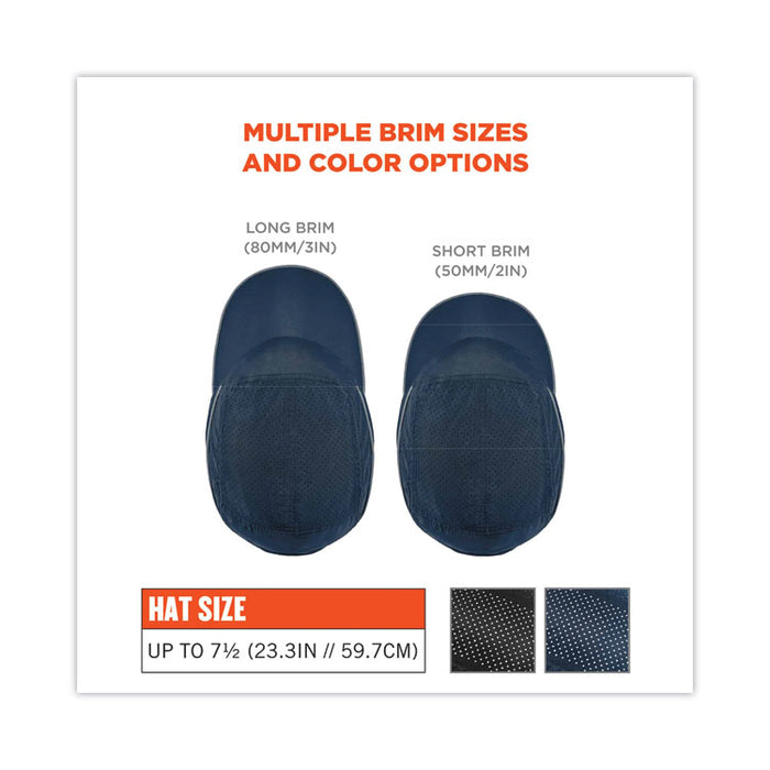 Skullerz 8965 Lightweight Bump Cap Hat with LED Lighting, Long Front Brim, One Size Fits Most, 0.01" Insert, Navy