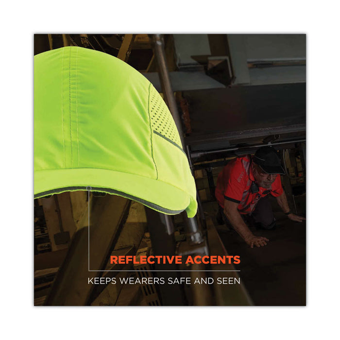 Skullerz 8960 Bump Cap with LED Lighting, Long Front Brim, XXX-Small to Large (Up to 7.5), 0.01" Insert, Lime Green