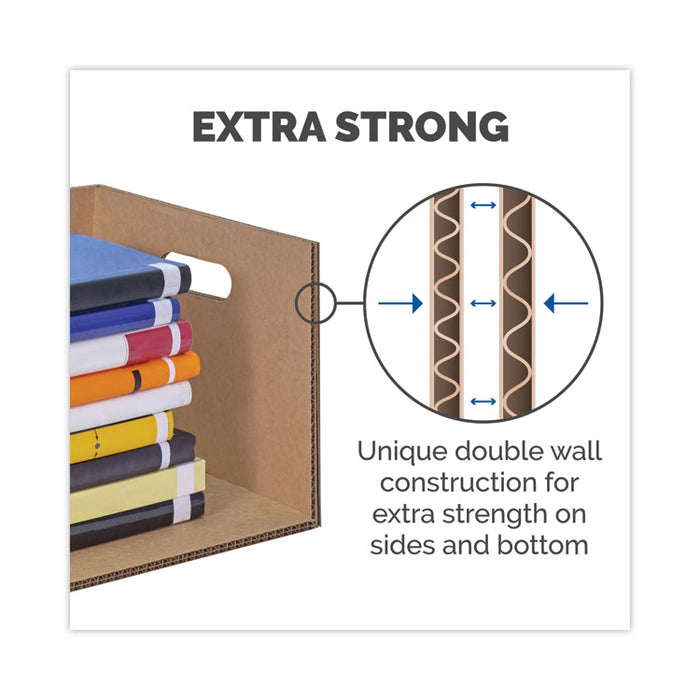 SmoothMove Classic Moving/Storage Box Kit, Half Slotted Container (HSC), Assorted Sizes: (8) Small, (4) Med, Brown/Blue,12/CT