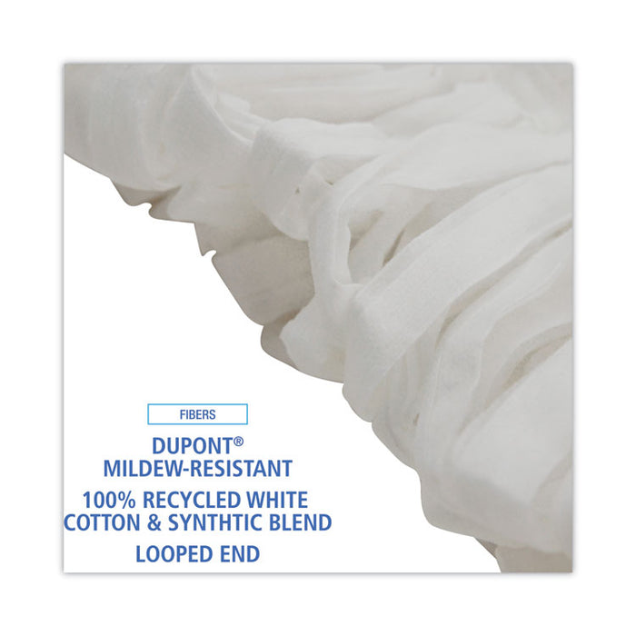 Mop Head, Looped, Enviro Clean With Tailband, Cotton/Synthetic, Medium, White, 12/Carton