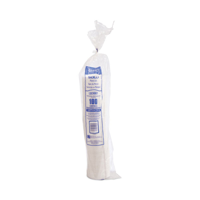 Lift Back and Lock Tab Lids for Paper Cups, Fits 8 oz Hot Cups, Plastic, White, 100/Sleeve, 10 Sleeves/Carton