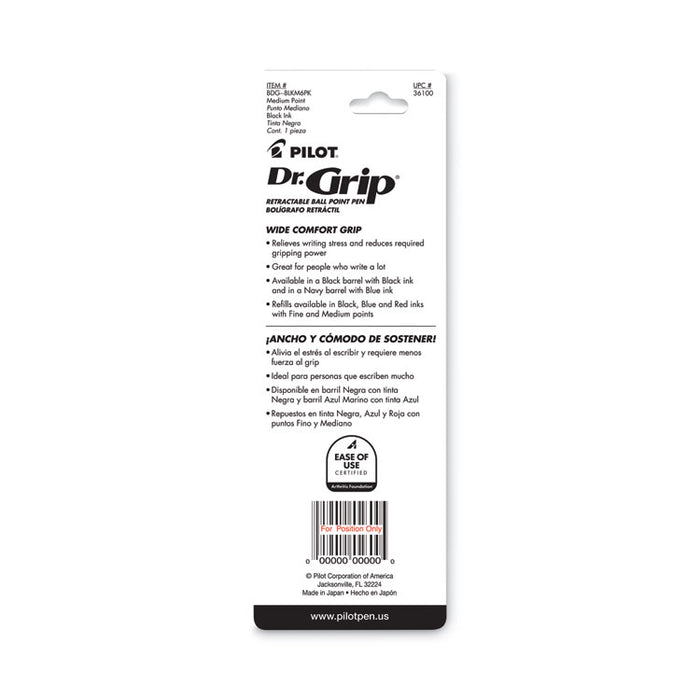 Dr. Grip Ballpoint Pen, Retractable, Medium 1 mm, Blue Ink, Navy Barrel