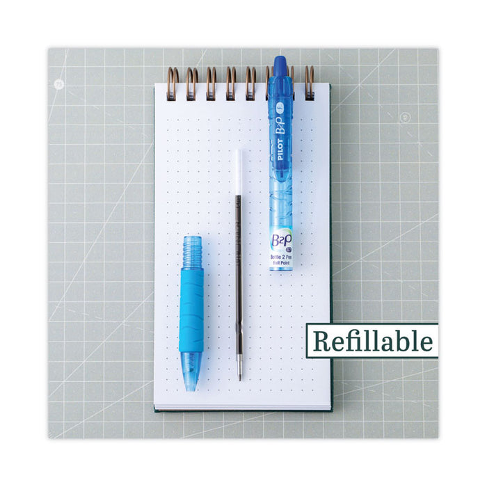 B2P Bottle-2-Pen Recycled Ballpoint Pen, Retractable, Medium 1 mm, Assorted Ink Colors, Translucent Blue Barrel, 36/Pack