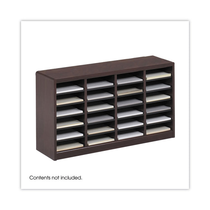 Wood/Fiberboard E-Z Stor Sorter, 24 Compartments, 40 x 11.75 x 23, Mahogany