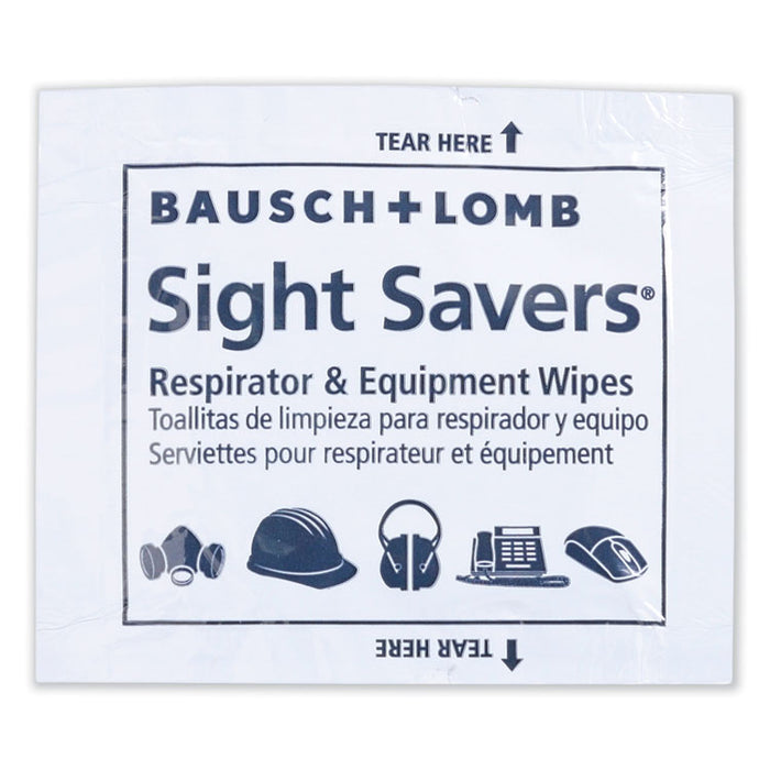 Sight Savers Respirator and Equipment Wipes, Cloth, 5 x 8, Unscented, White, 100/Box