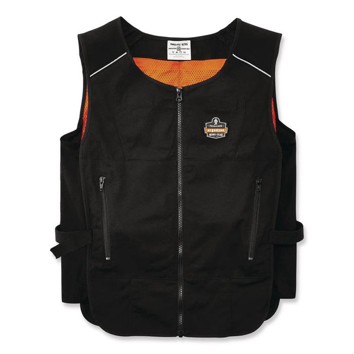 Chill-Its 6260 Lightweight Phase Change Cooling Vest with Packs, Cotton/Polyester, Small/Medium, Black