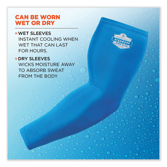Chill-Its 6690 Performance Knit Cooling Arm Sleeve, Polyester/Spandex, Large, Blue, 2 Sleeves