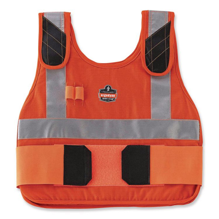 Chill-Its 6215 Premium FR Phase Change Cooling Vest with Packs, Modacrylic Cotton, Small/Medium, Orange