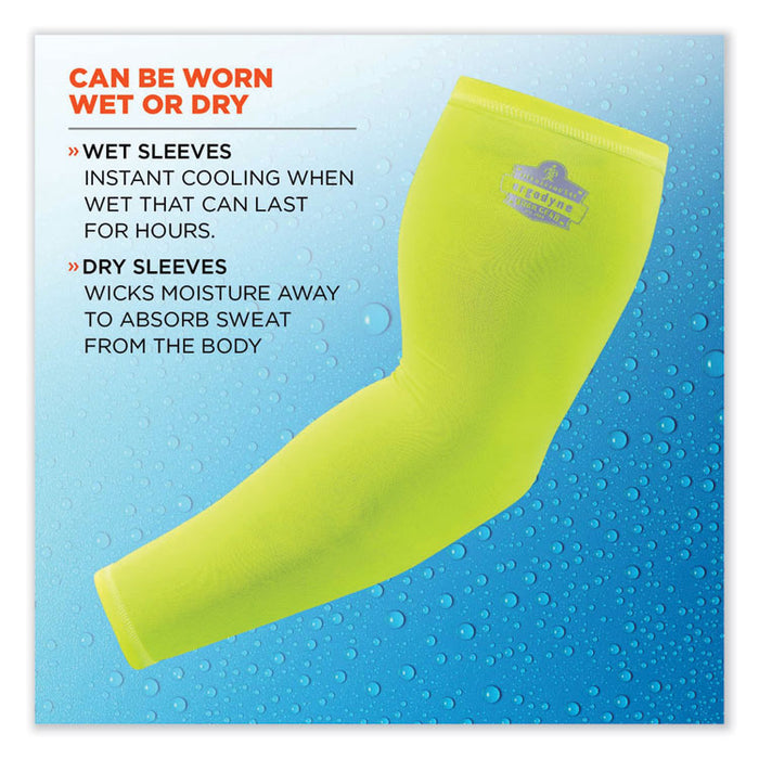 Chill-Its 6690 Performance Knit Cooling Arm Sleeve, Polyester/Spandex, X-Large, Lime, 2 Sleeves