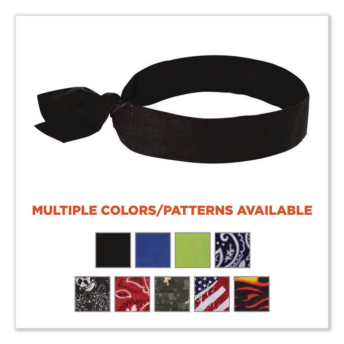 Chill-Its 6700 Cooling Bandana Polymer Tie Headband, One Size Fits Most, Black