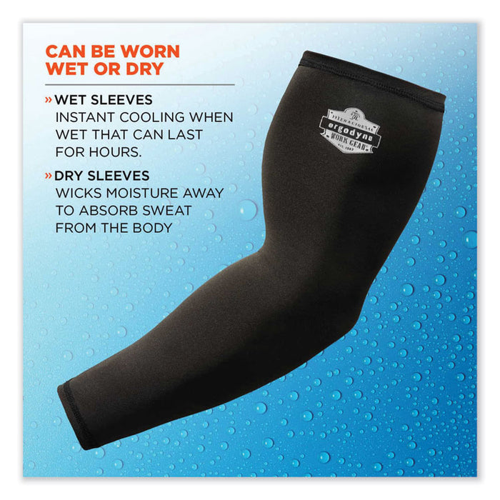 Chill-Its 6690 Performance Knit Cooling Arm Sleeve, Polyester/Spandex, X-Large, Black, 2 Sleeves