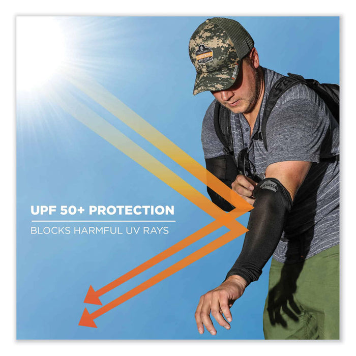 Chill-Its 6690 Performance Knit Cooling Arm Sleeve, Polyester/Spandex, X-Large, Black, 2 Sleeves