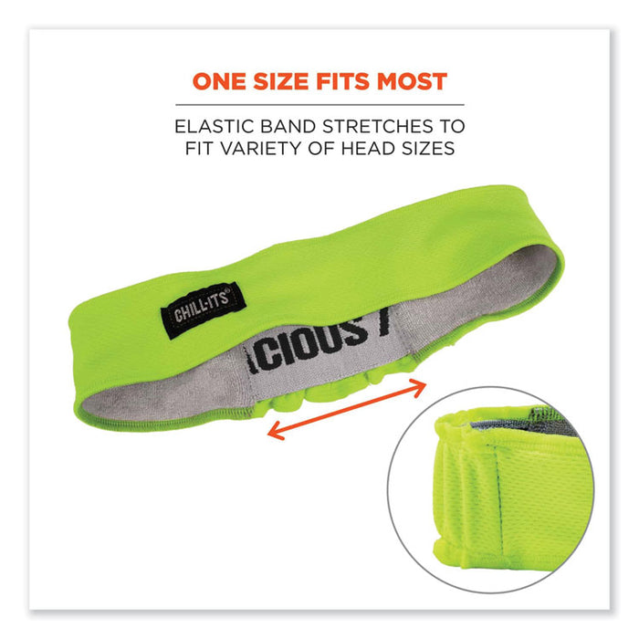 Chill-Its 6605 High-Performance Terry Cloth Sweatband, Cotton Terry Cloth, One Size Fits Most, Lime