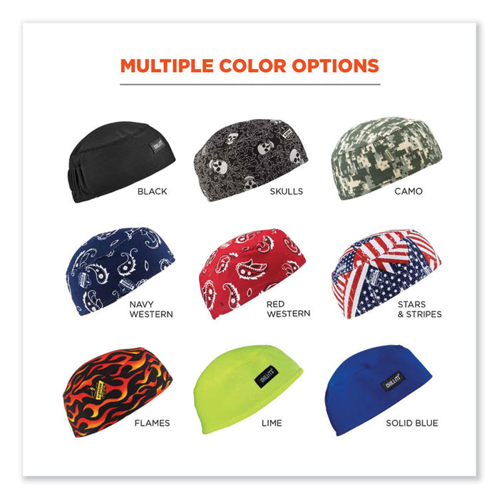 Chill-Its 6630 High-Performance Terry Cloth Skull Cap, Polyester, One Size Fits Most, Blue