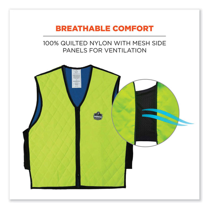 Chill-Its 6665 Embedded Polymer Cooling Vest with Zipper, Nylon/Polymer, 2X-Large, Lime