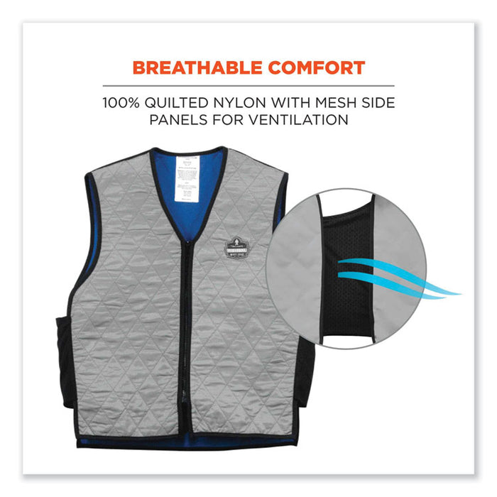 Chill-Its 6665 Embedded Polymer Cooling Vest with Zipper, Nylon/Polymer, 3X-Large, Gray