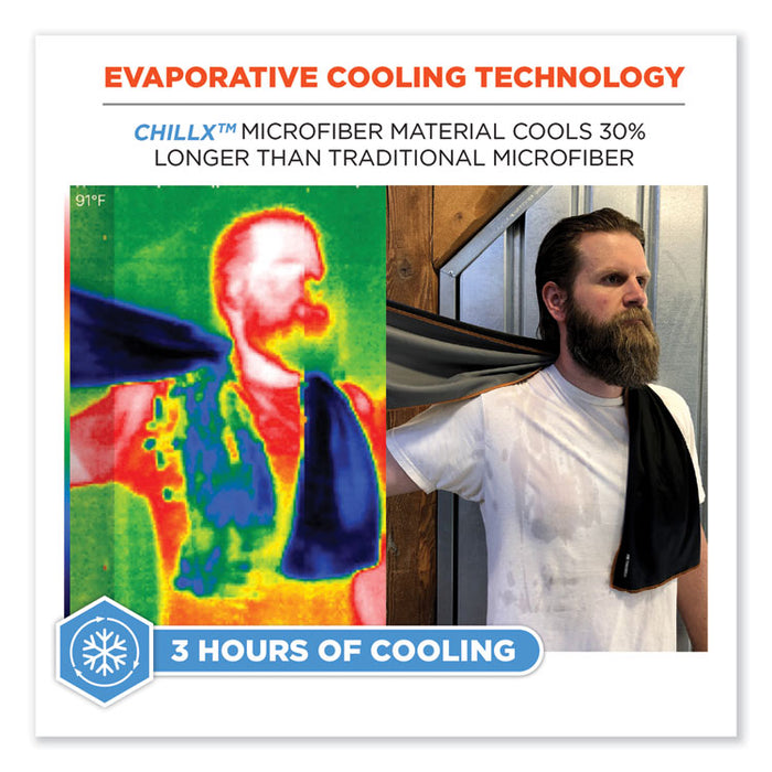 Chill-Its 6602MF Evaporative Microfiber Cooling Towel, 40.9 x 9.8, One Size Fits Most, Microfiber, Orange