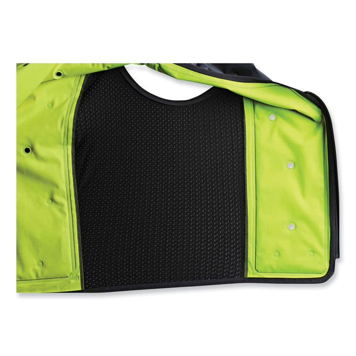 Chill-Its 6685 Premium Dry Evaporative Cooling Vest with Zipper, Nylon, Large, Lime