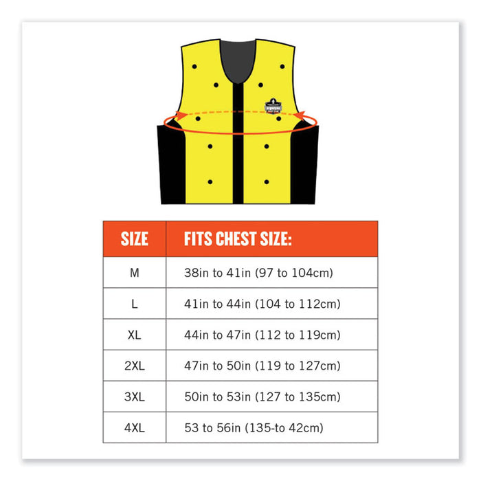 Chill-Its 6685 Premium Dry Evaporative Cooling Vest with Zipper, Nylon, X-Large, Lime