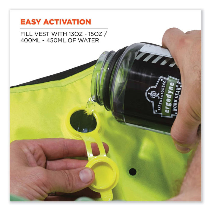 Chill-Its 6685 Premium Dry Evaporative Cooling Vest with Zipper, Nylon, 3X-Large, Lime