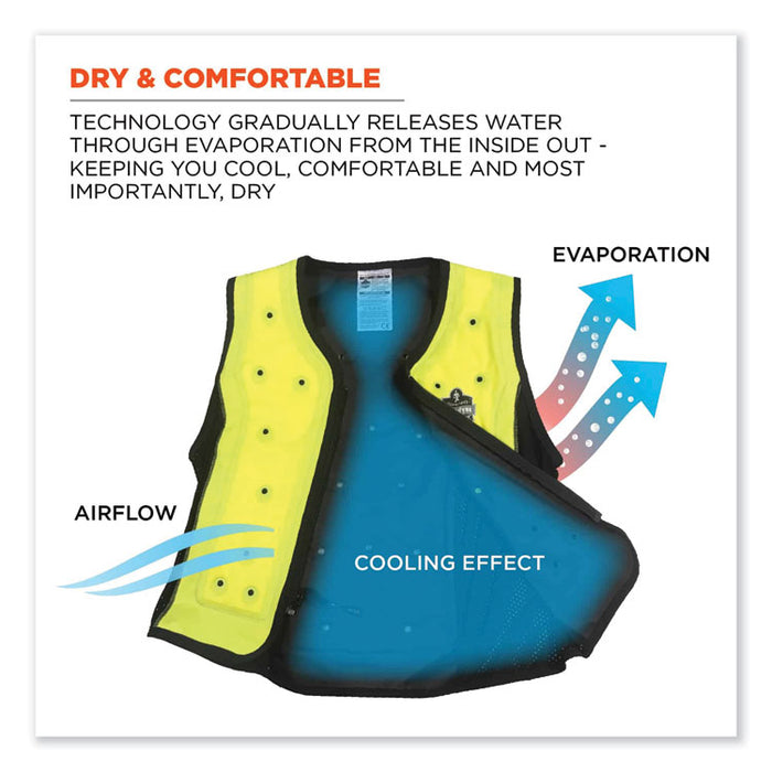 Chill-Its 6685 Premium Dry Evaporative Cooling Vest with Zipper, Nylon, 4X-Large, Lime