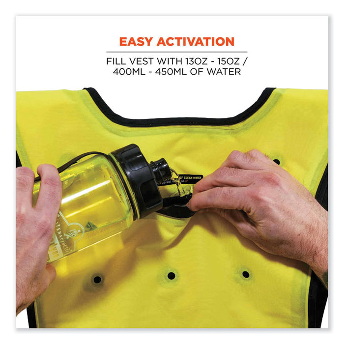 Chill-Its 6687 Economy Dry Evaporative Cooling Elastic Waist Vest, Nylon, Large/X-Large, Lime