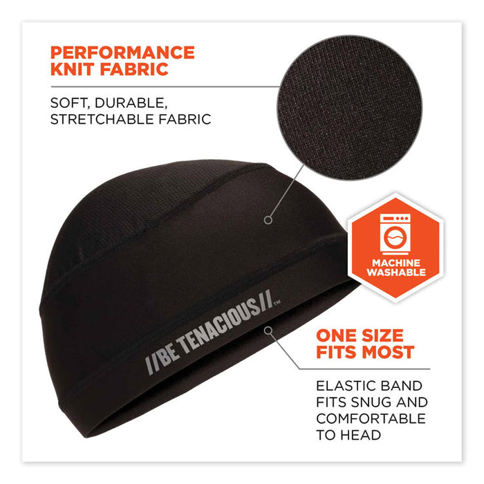 Chill-Its 6632 Performance Knit Cooling Skull Cap, Polyester/Spandex, One Size Fits Most, Black