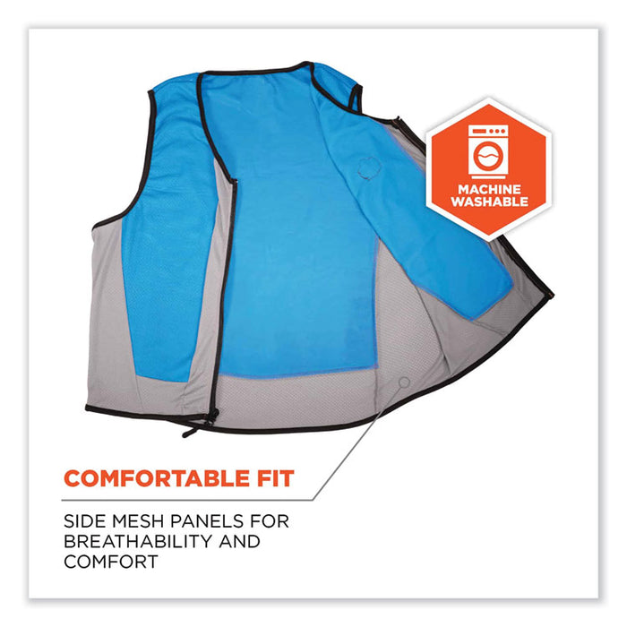 Chill-Its 6667 Wet Evaporative PVA Cooling Vest with Zipper, PVA, Medium, Blue