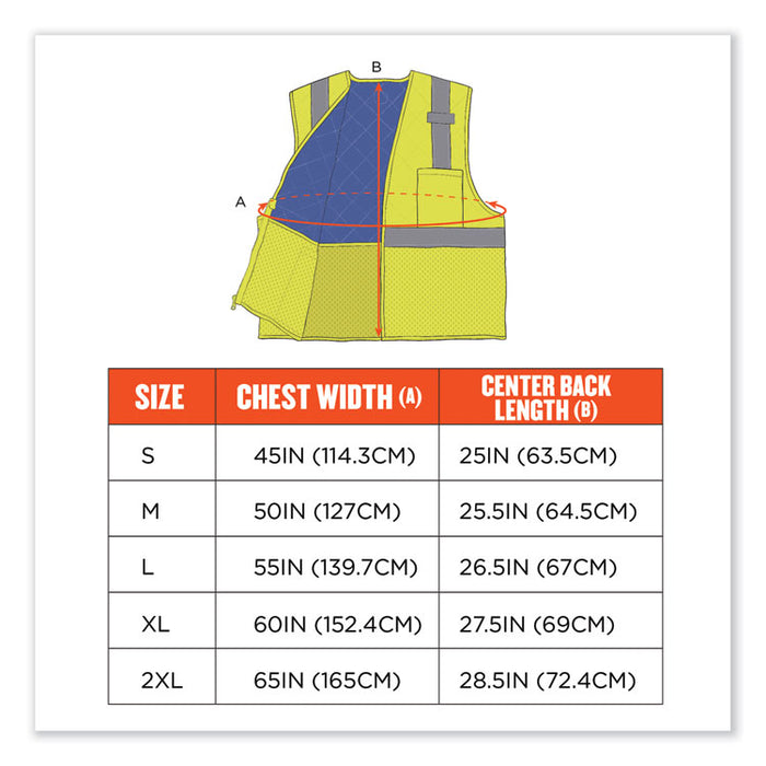 Chill-Its 6668 Class 2 Hi-Vis Safety Cooling Vest, Polymer, Medium, Lime