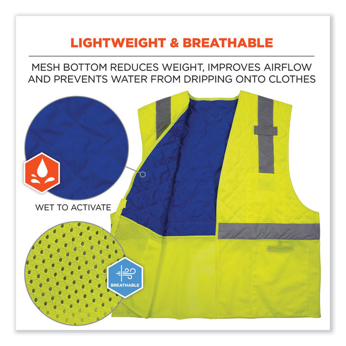 Chill-Its 6668 Class 2 Hi-Vis Safety Cooling Vest. Polymer, Large, Lime