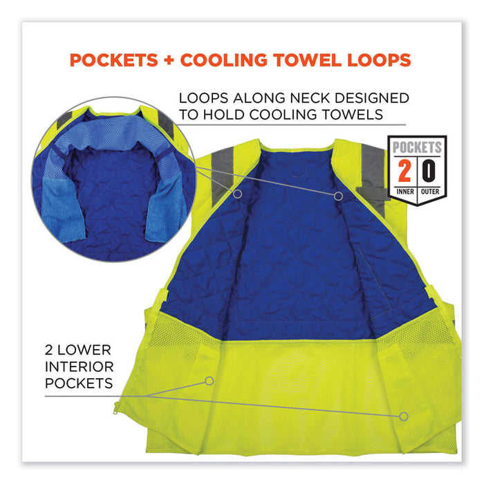 Chill-Its 6668 Class 2 Hi-Vis Safety Cooling Vest. Polymer, Large, Lime