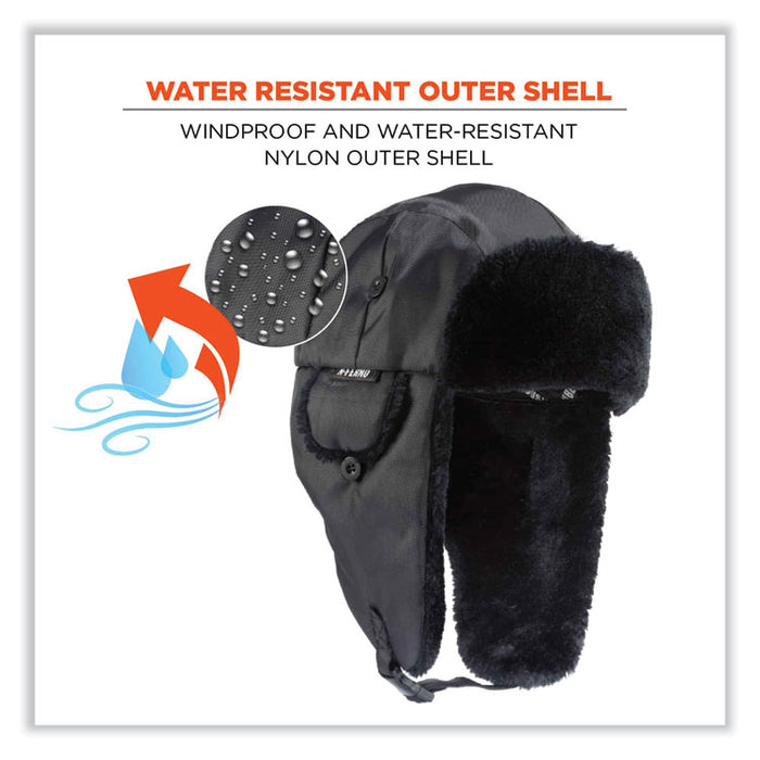 N-Ferno 6802 Classic Trapper Hat, 3M Thinsulate/Nylon, Small/Medium, Black
