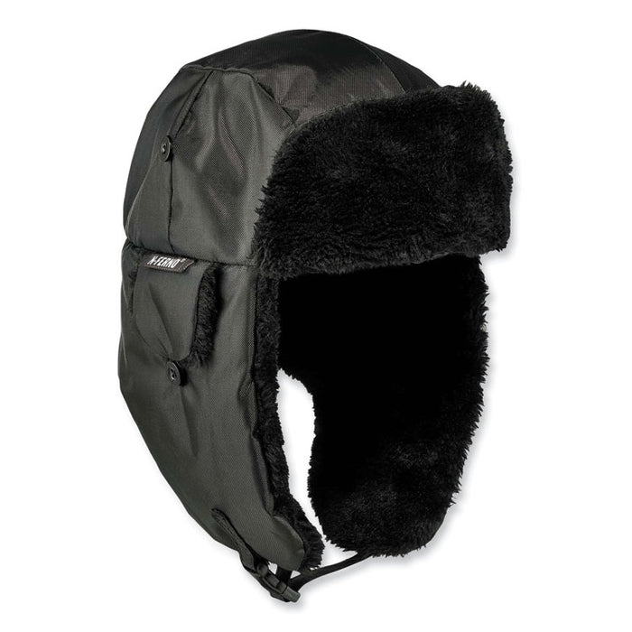 N-Ferno 6802Z Zippered Trapper Hat, 3M Thinsulate/Nylon, Small/Medium, Black
