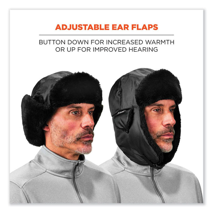 N-Ferno 6802Z Zippered Trapper Hat, 3M Thinsulate/Nylon, Large/X-Large, Black