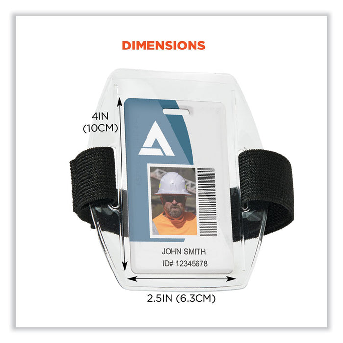 Squids 3386 Arm Band ID Badge Holder, Horizontal, 4 x 2.5, Black/Clear,