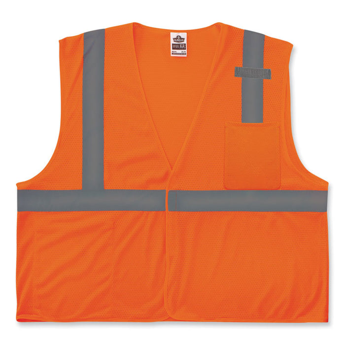 GloWear 8210HL Class 2 Economy Mesh Hook and Loop Vest, Polyester, X-Small, Orange