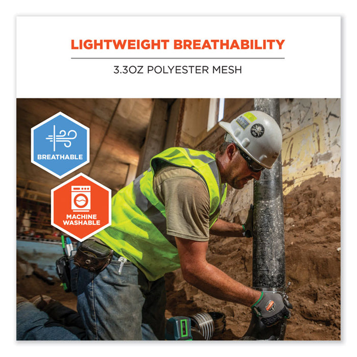 GloWear 8210HL Class 2 Economy Mesh Hook and Loop Vest, Polyester, 2X-Large/3X-Large, Orange