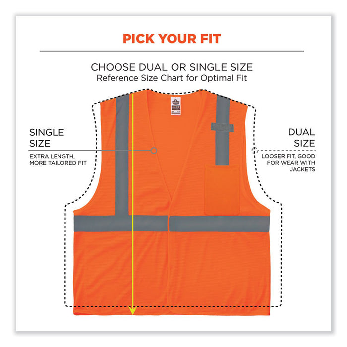 GloWear 8210HL Class 2 Economy Mesh Hook and Loop Vest, Polyester, 4X-Large/5X-Large, Orange