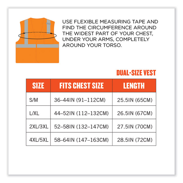 GloWear 8210HL Class 2 Economy Mesh Hook and Loop Vest, Polyester, 4X-Large/5X-Large, Orange