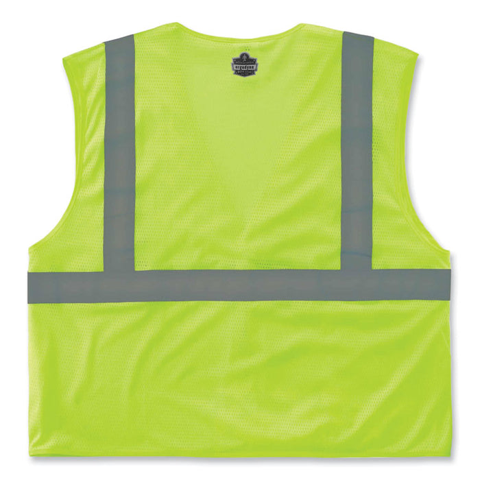 GloWear 8210HL Class 2 Economy Mesh Hook and Loop Vest, Polyester, Small/Medium, Lime