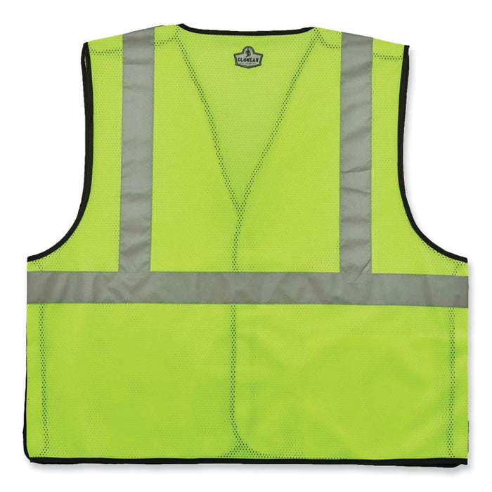 GloWear 8216BA Class 2 Breakaway Mesh ID Holder Vest, Polyester, 4X-Large/5X-Large, Lime