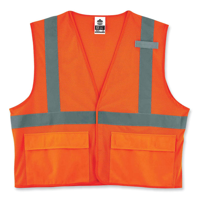 GloWear 8220HL Class 2 Standard Mesh Hook and Loop Vest, Polyester, Small/Medium, Orange