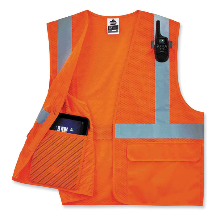 GloWear 8220HL Class 2 Standard Mesh Hook and Loop Vest, Polyester, 2X-Large/3X-Large, Orange