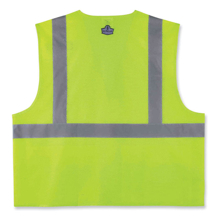 GloWear 8220HL Class 2 Standard Mesh Hook and Loop Vest, Polyester, Small/Medium, Lime