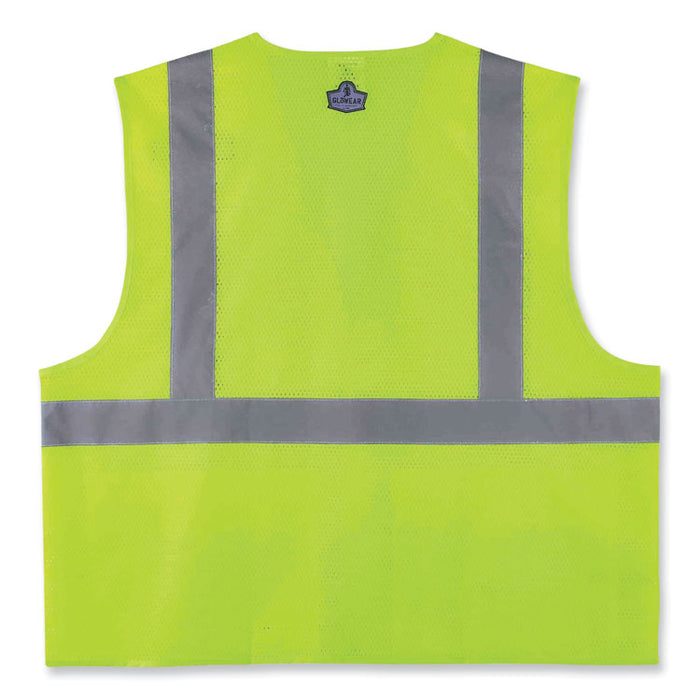 GloWear 8220HL Class 2 Standard Mesh Hook and Loop Vest, Polyester, Large/X-Large, Lime